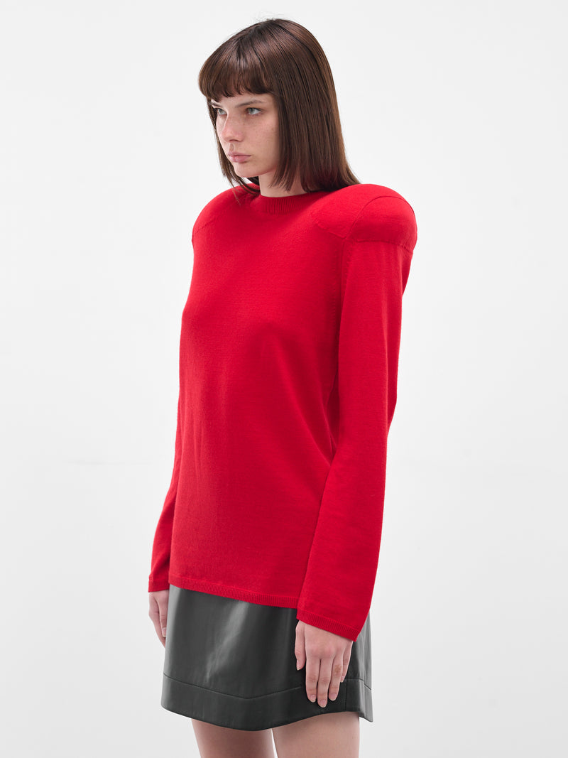 Red Wool Padded Shoulder Sweater (GP-N003-051-3-RED)