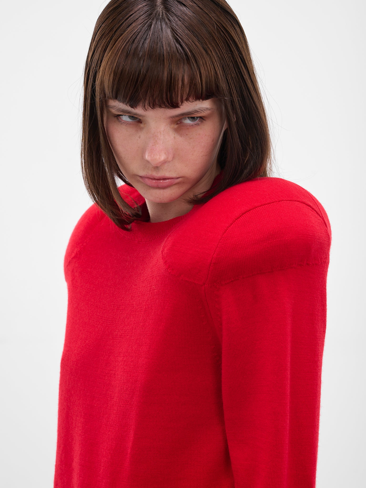 Red Wool Padded Shoulder Sweater (GP-N003-051-3-RED)