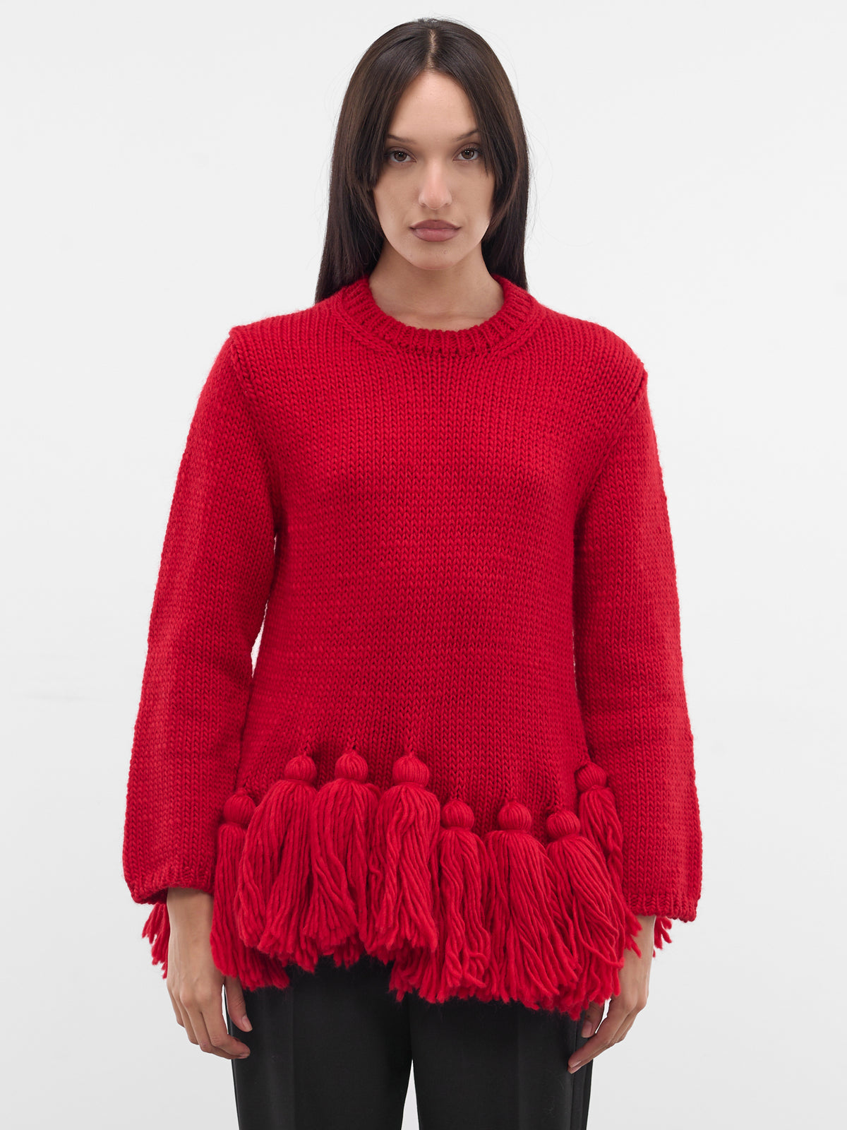 Red Wool Knit Tassel Sweater (GP-N016-W25-RED)