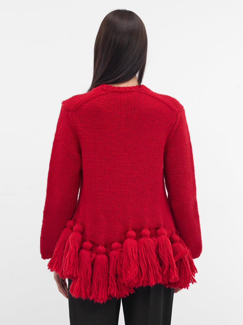 Red Wool Knit Tassel Sweater (GP-N016-W25-RED)