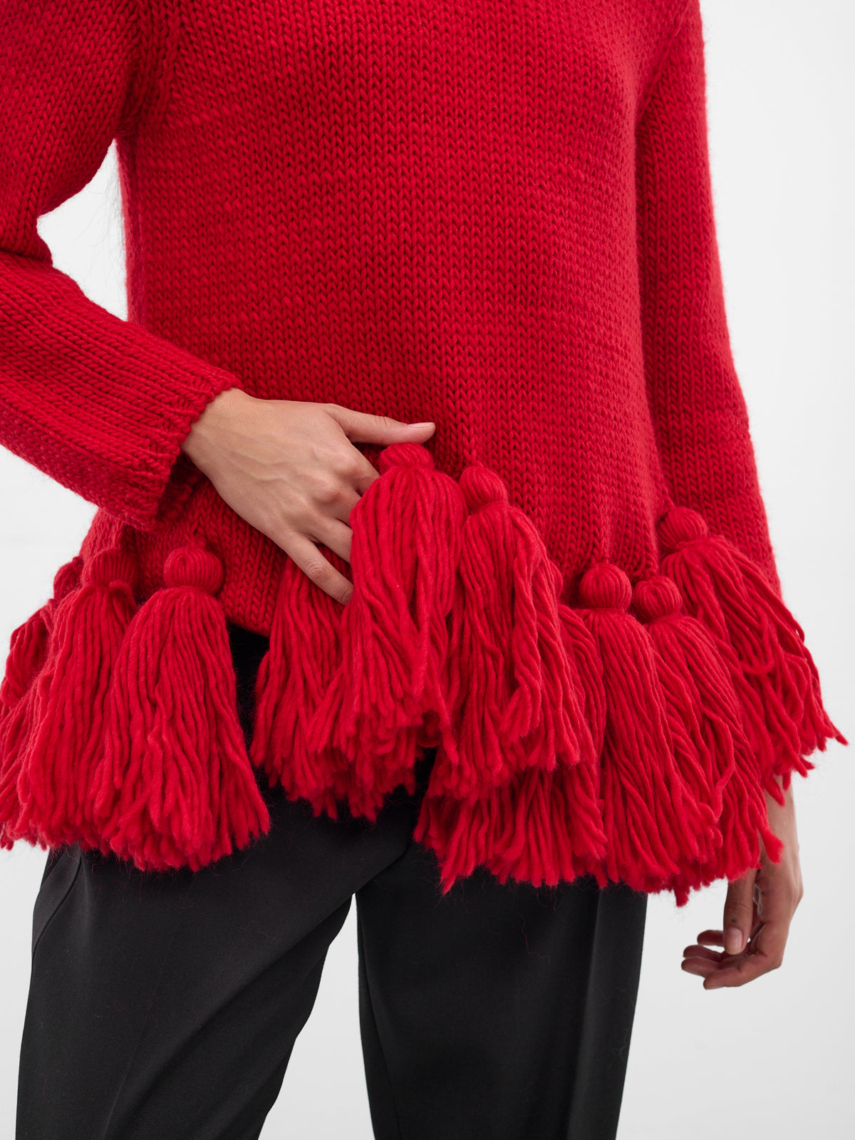 Red Wool Knit Tassel Sweater (GP-N016-W25-RED)
