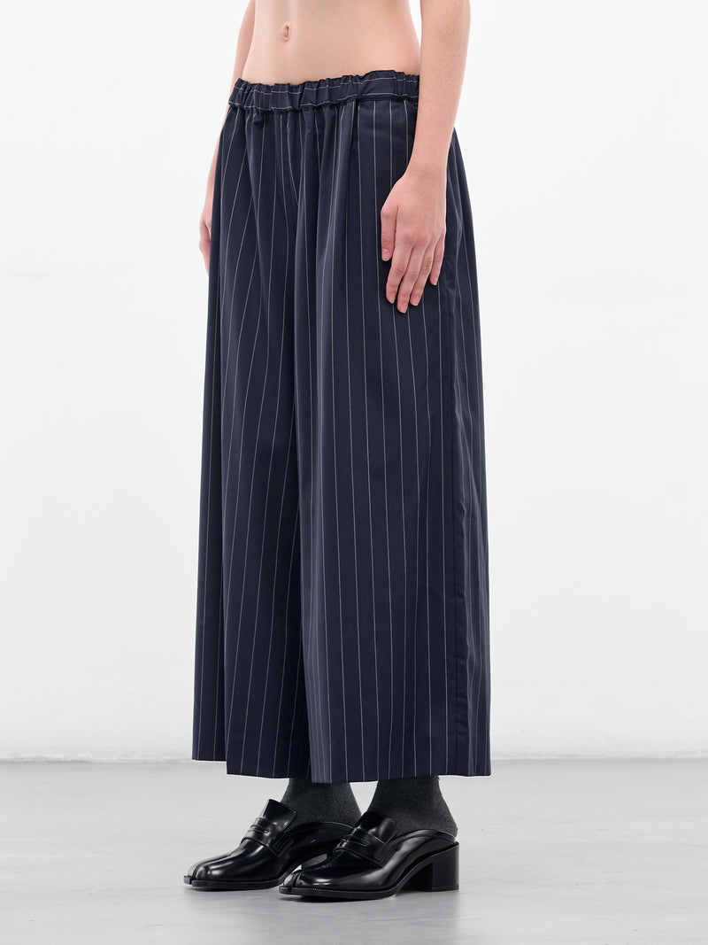 Navy Pinstripe Elasticated Baggy Trousers (GP-P014-051-1-NAVY)