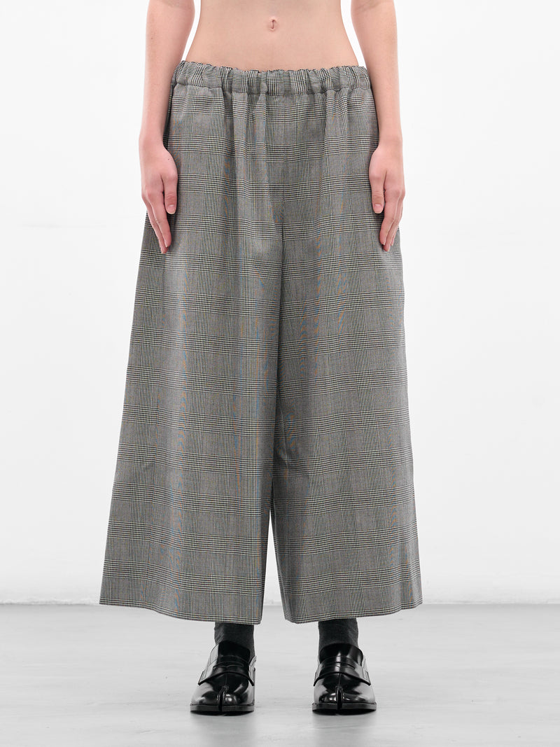 Gray Check Elasticated Baggy Trousers (GP-P015-051-1-ECRU-BLACK)