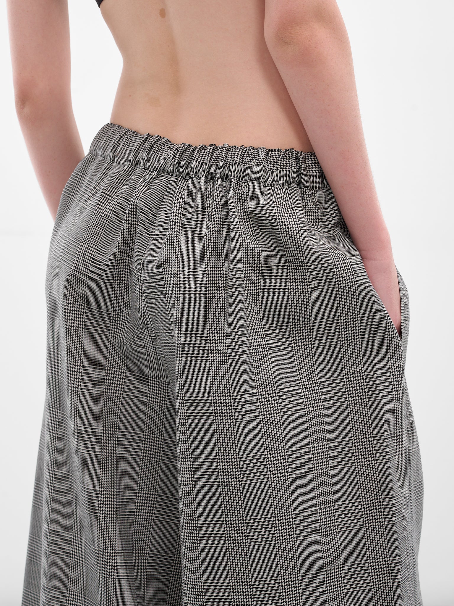 Gray Check Elasticated Baggy Trousers (GP-P015-051-1-ECRU-BLACK)