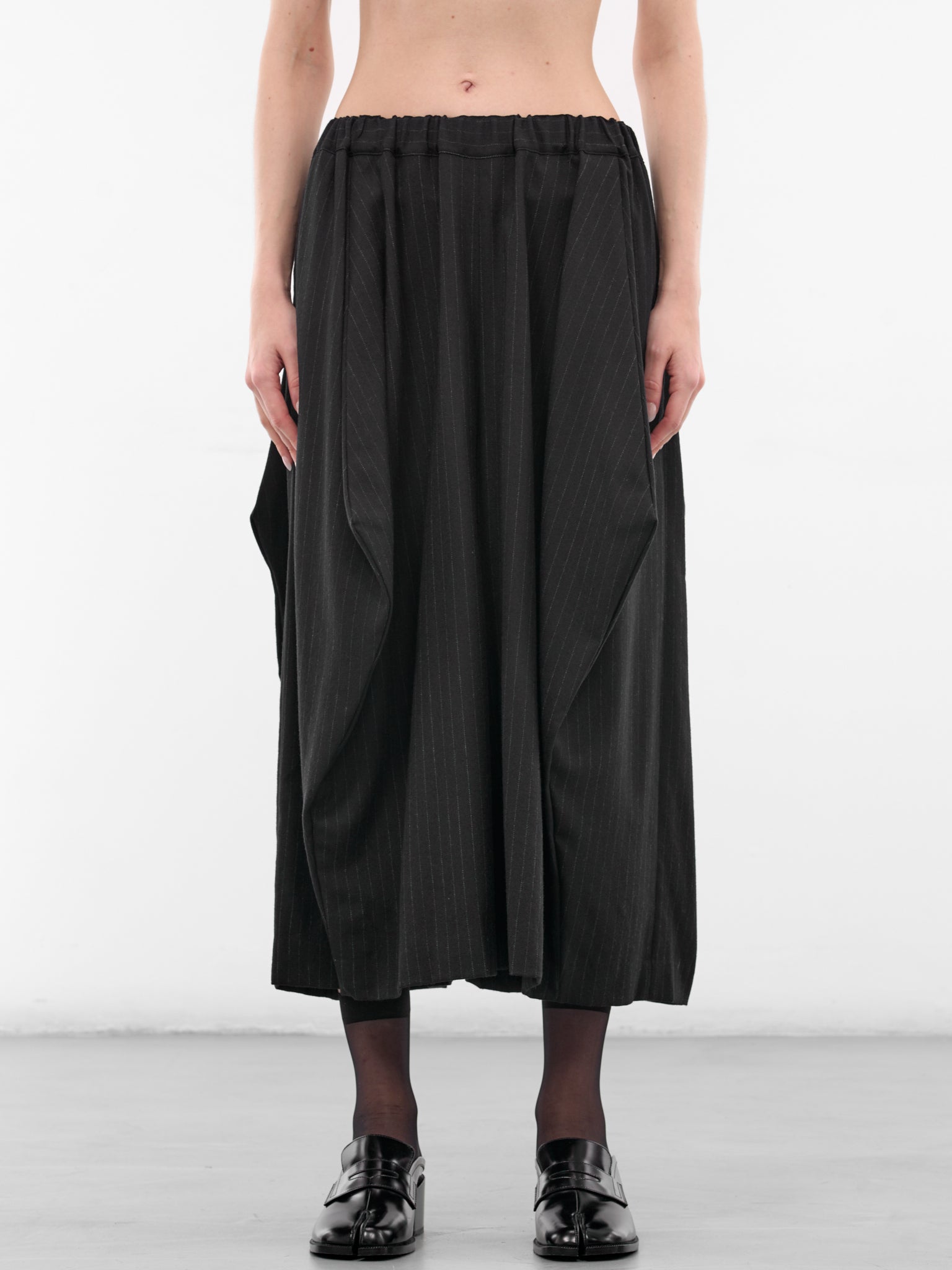 Black Pinstripe Draped Baggy Trousers (GP-P018-BLACK)