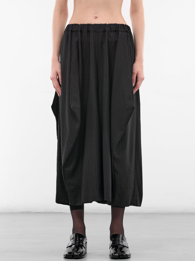 Black Pinstripe Draped Baggy Trousers (GP-P018-BLACK)