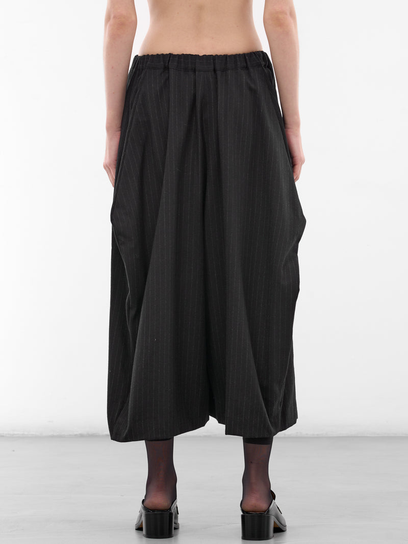 Black Pinstripe Draped Baggy Trousers (GP-P018-BLACK)