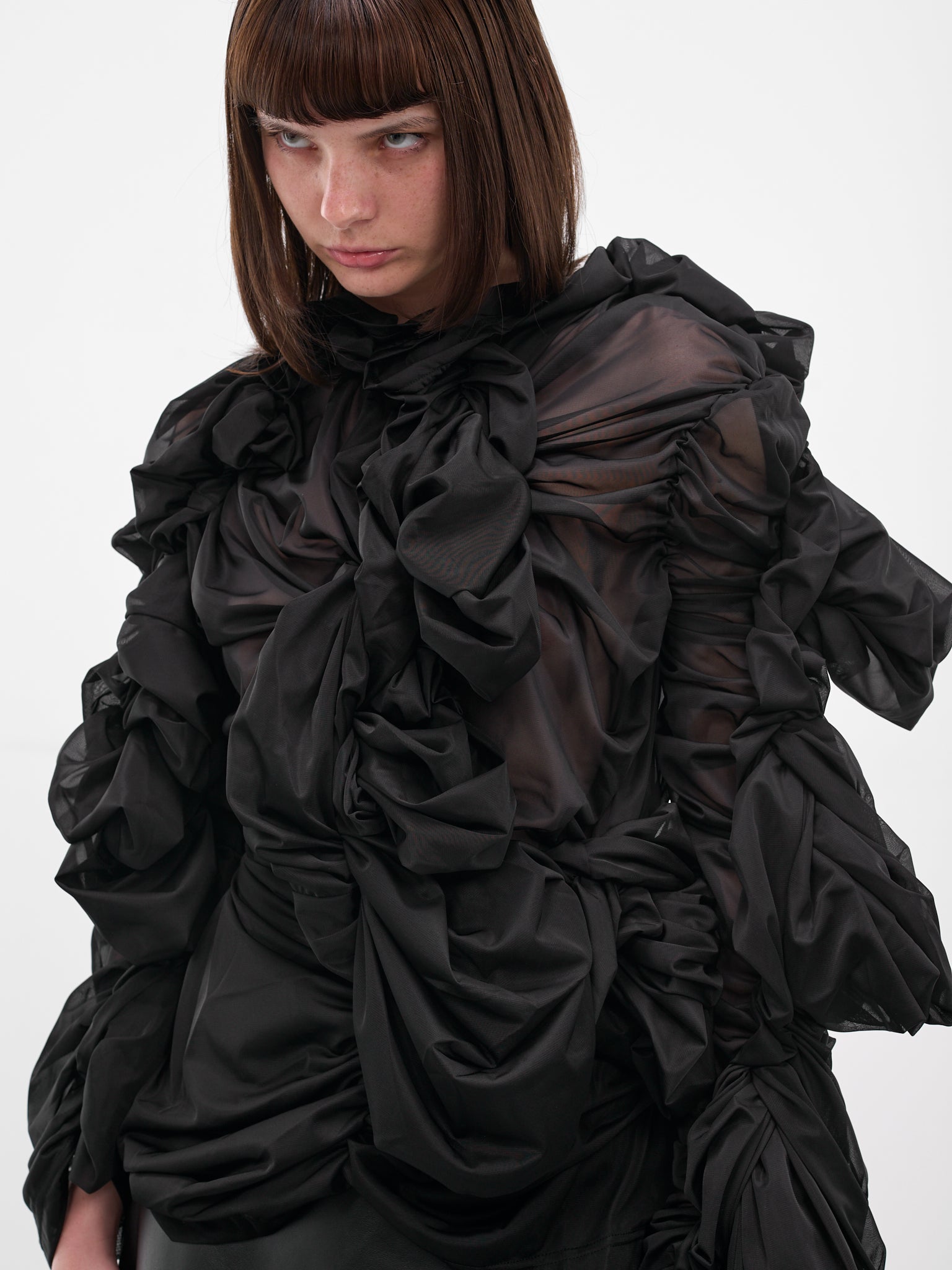 Black Sculptural Draped Layering Top (GP-T003-051-1-BLACK)