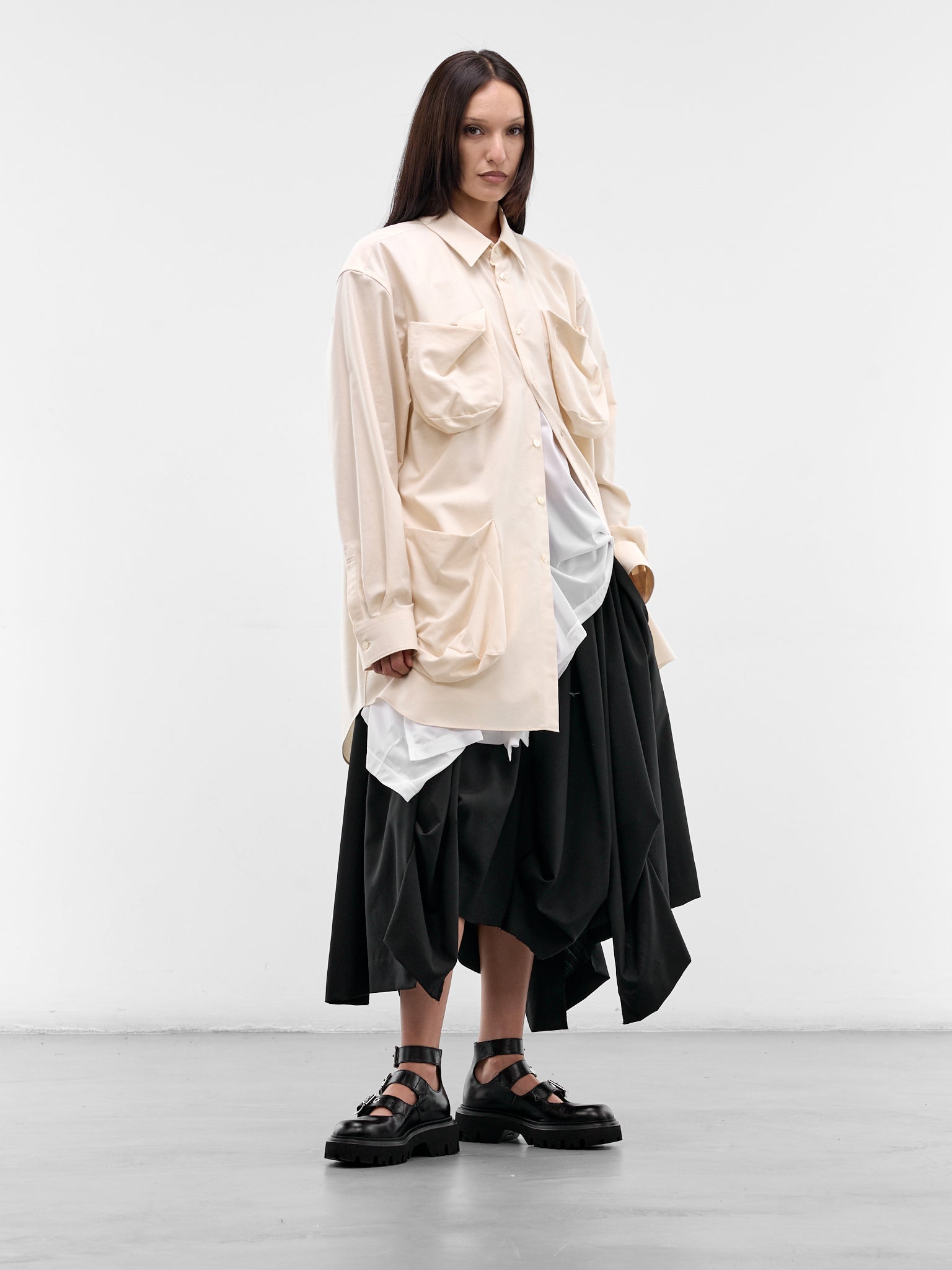 Ecru 3D Pocket Button-Up Shirt (GQ-B004-S26-ECRU)