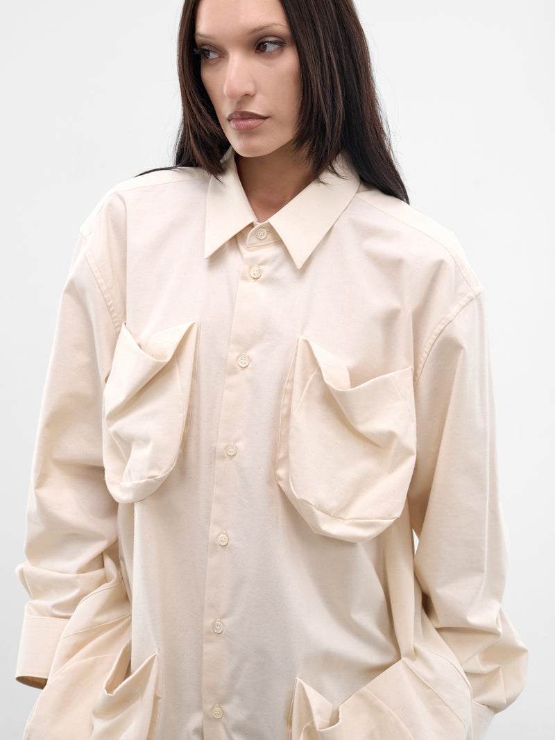 Ecru 3D Pocket Button-Up Shirt (GQ-B004-S26-ECRU)