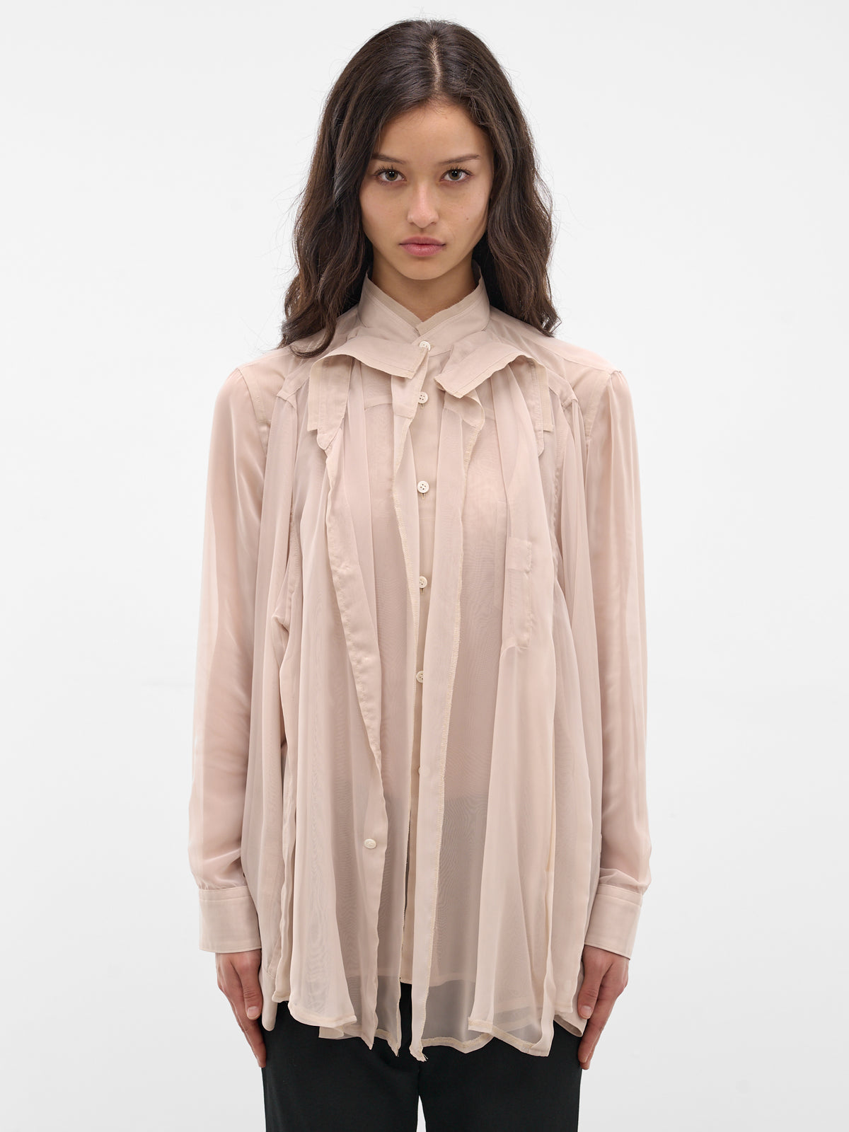 Beige Deconstructed Layered Draping Shirt (GQ-B011-S26-BEIGE)