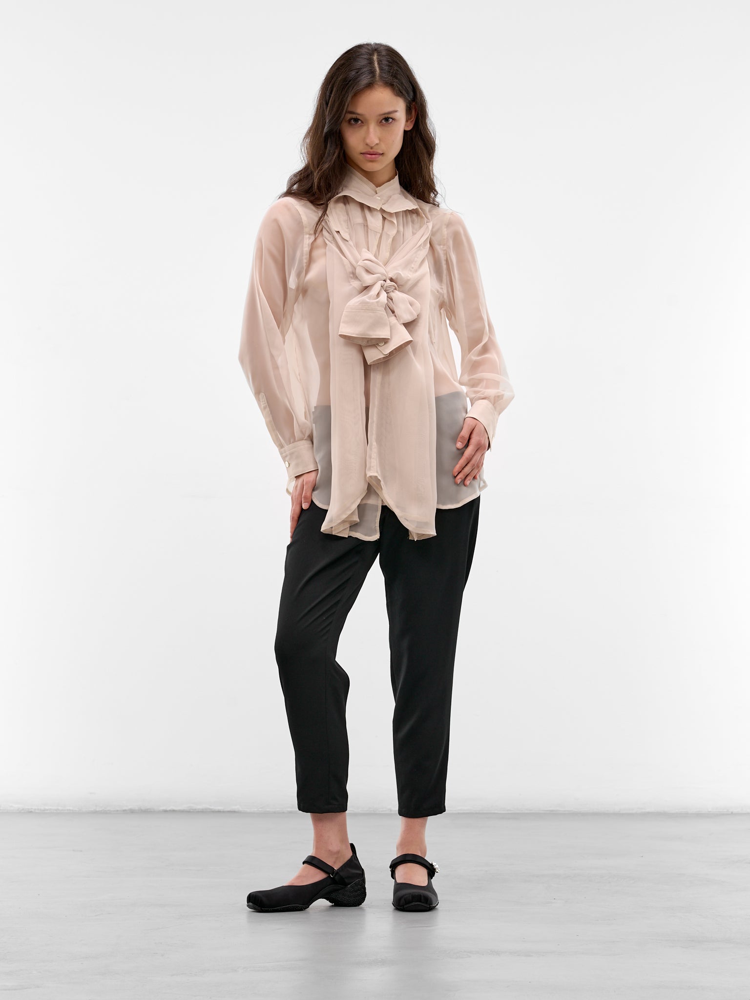 Beige Deconstructed Layered Draping Shirt (GQ-B011-S26-BEIGE)