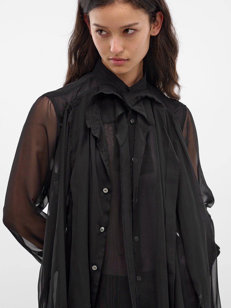 Black Deconstructed Layered Draping Shirt (GQ-B011-S26-BLACK)
