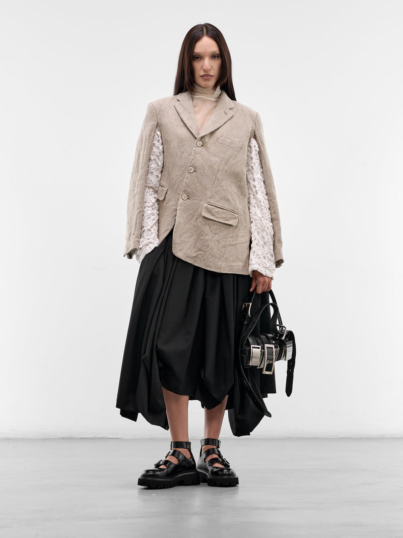 Deconstructed Baggy Ruffle Trousers (GQ-P024-BLACK-BLACK)