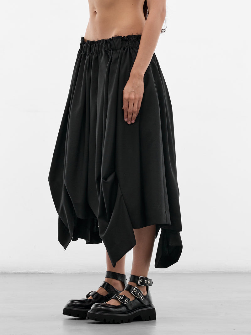 Deconstructed Baggy Ruffle Trousers (GQ-P024-BLACK-BLACK)