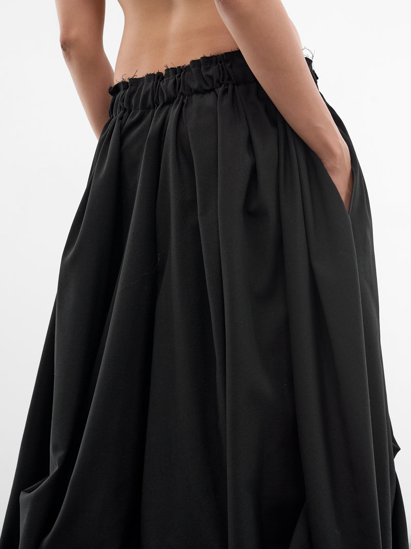 Deconstructed Baggy Ruffle Trousers (GQ-P024-BLACK-BLACK)