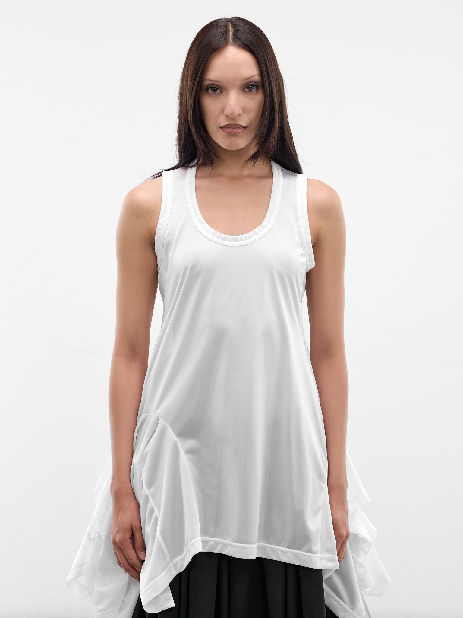 White Deconstructed Ruffle Tank (GQ-T009-S26-WHITE)