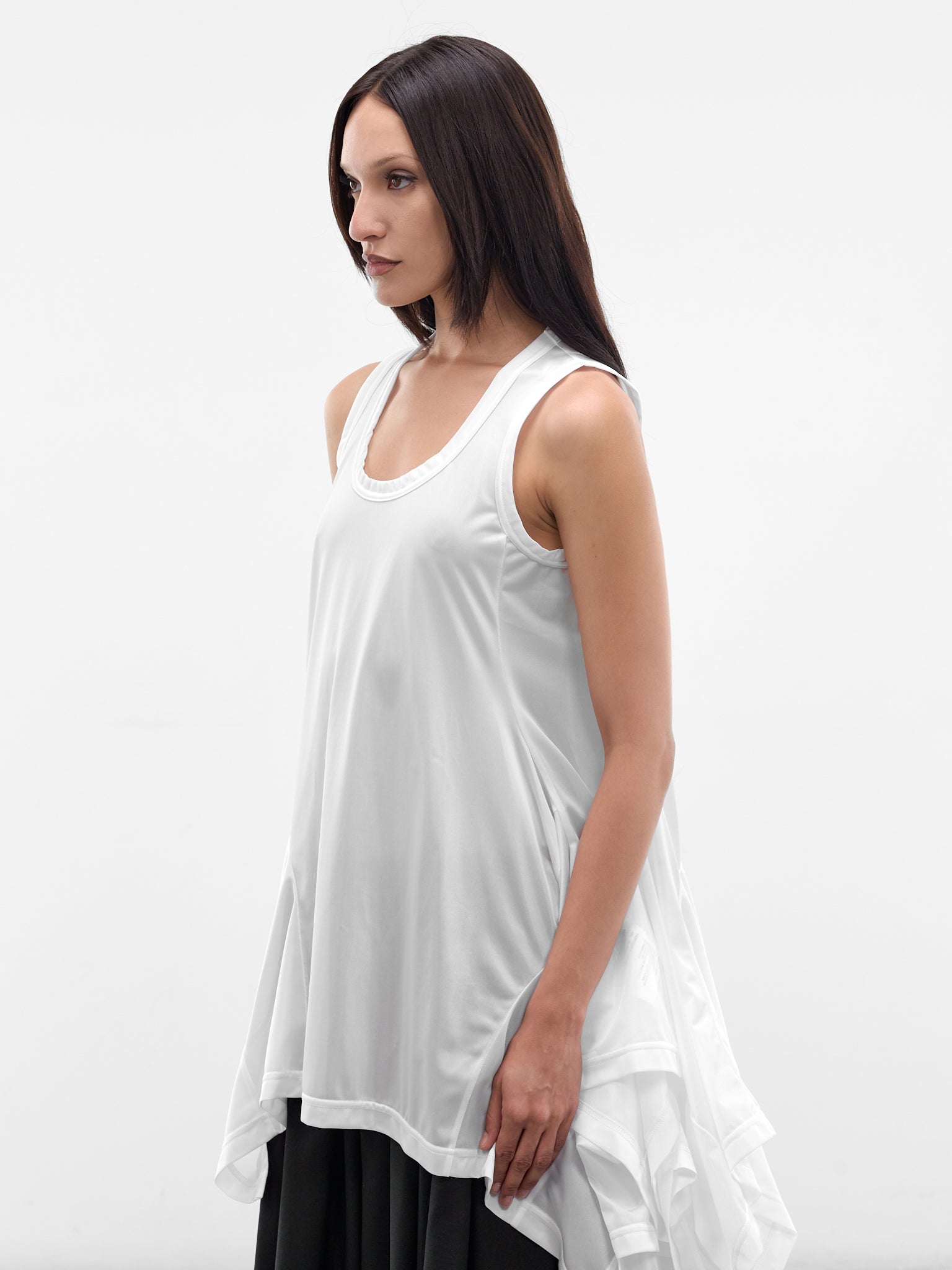 White Deconstructed Ruffle Tank (GQ-T009-S26-WHITE)
