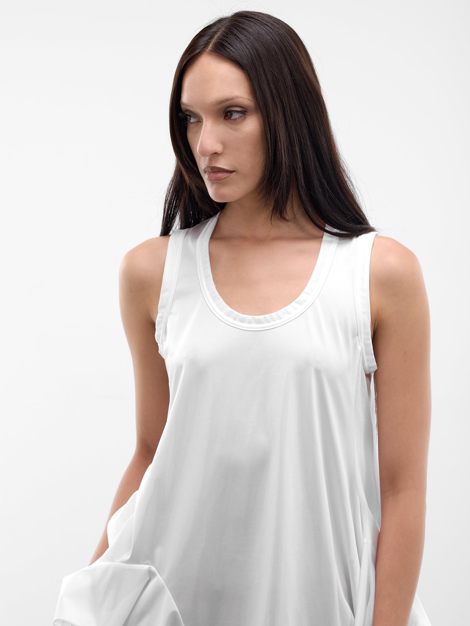 White Deconstructed Ruffle Tank (GQ-T009-S26-WHITE)