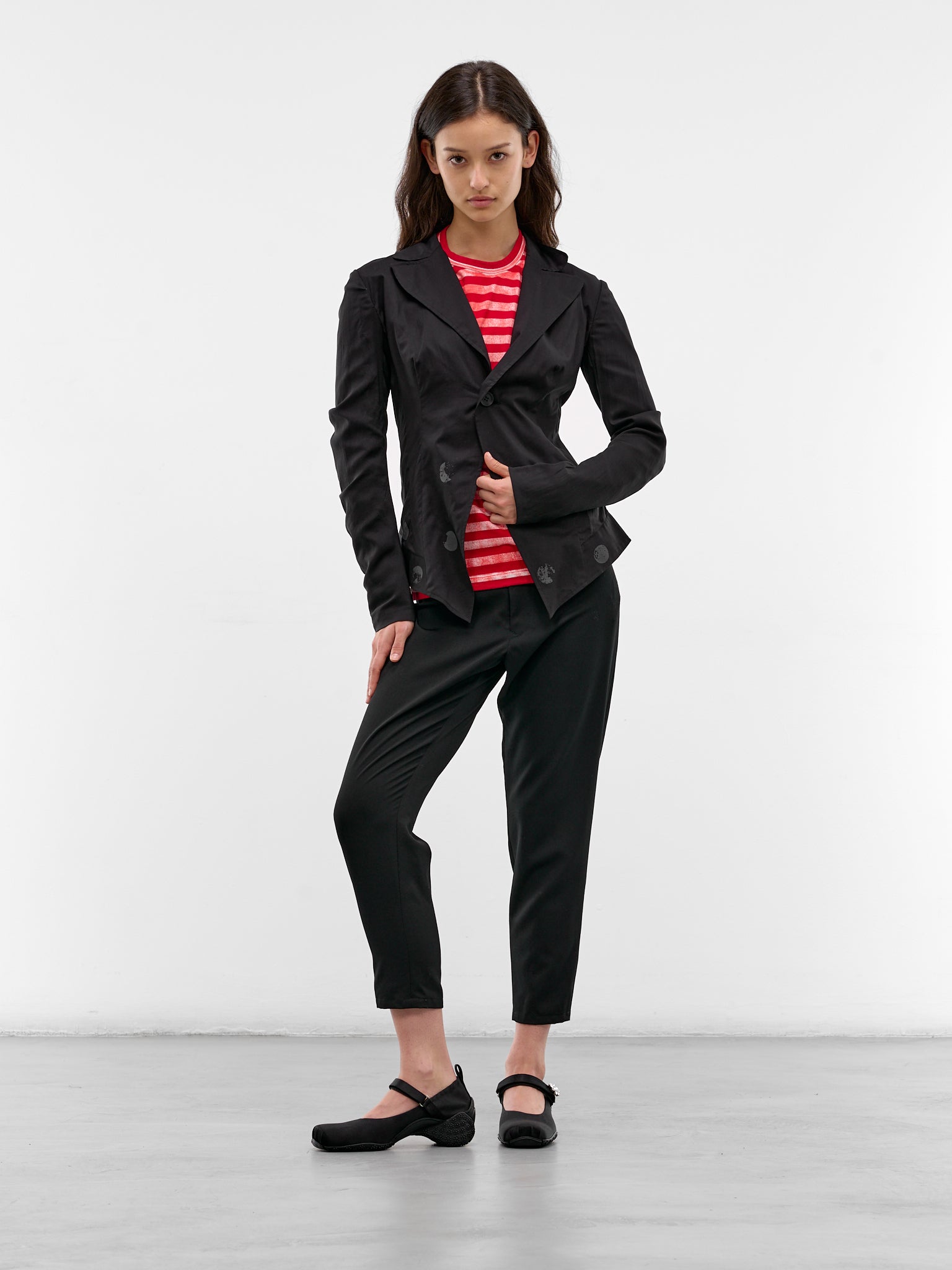 Red Spray Stripe Long Sleeve (GQ-T016-S26-RED-OFF-WHITE-RED)