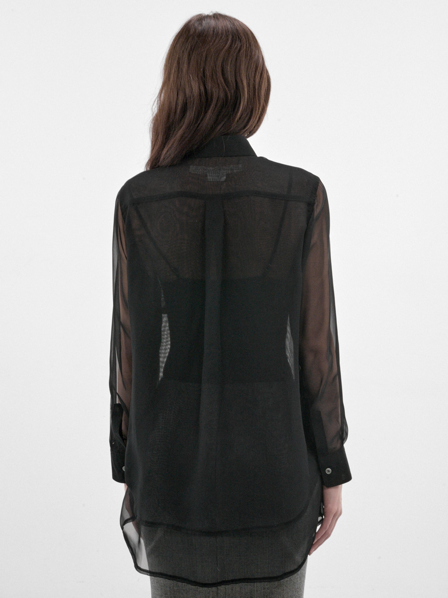 Black Sheer Button-Up Blouse (GR-B003-W26-BLACK)