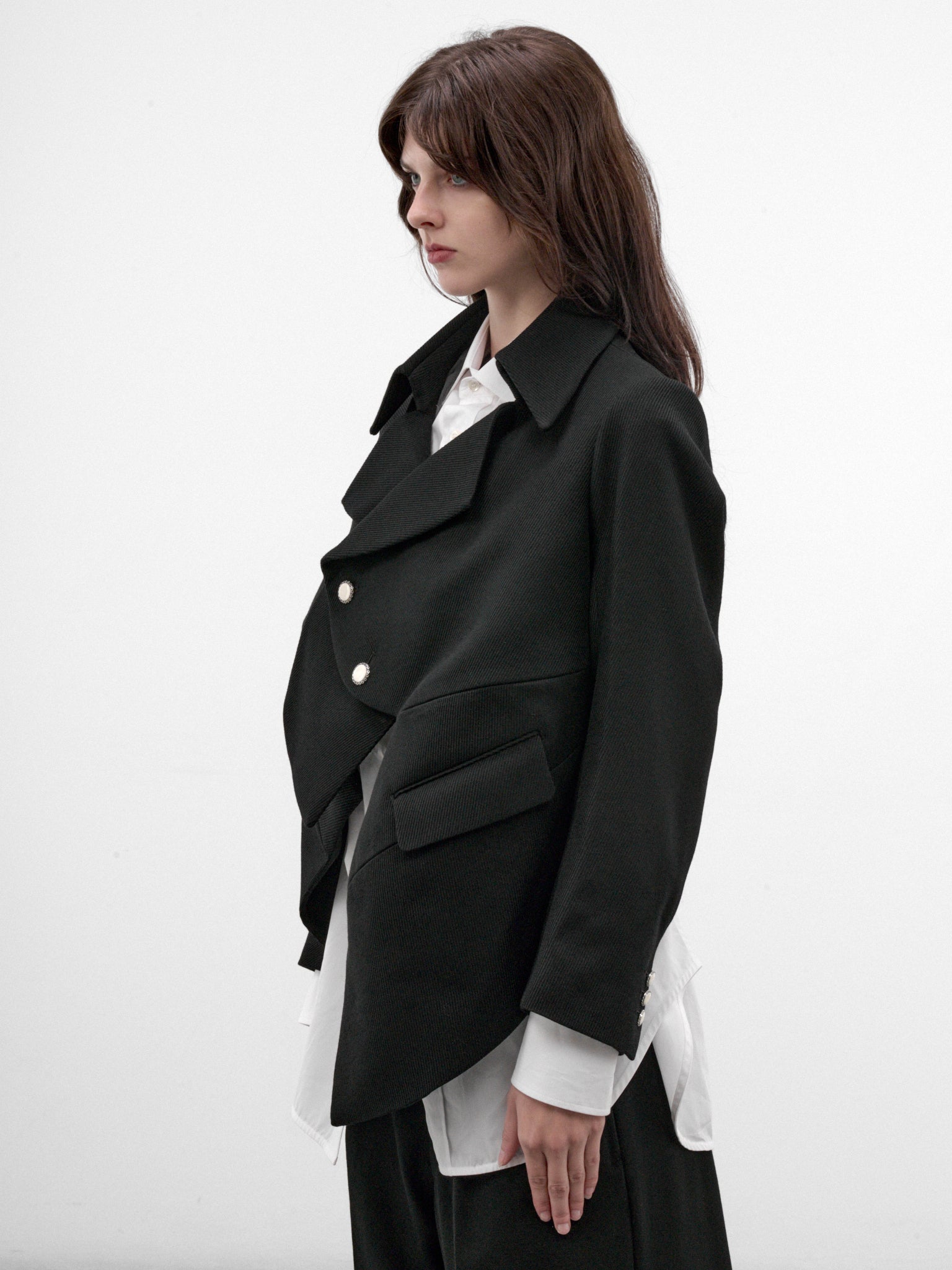 Black Sculptural Asymmetric Jacket (GR-J016-W26-BLACK-BLACK)