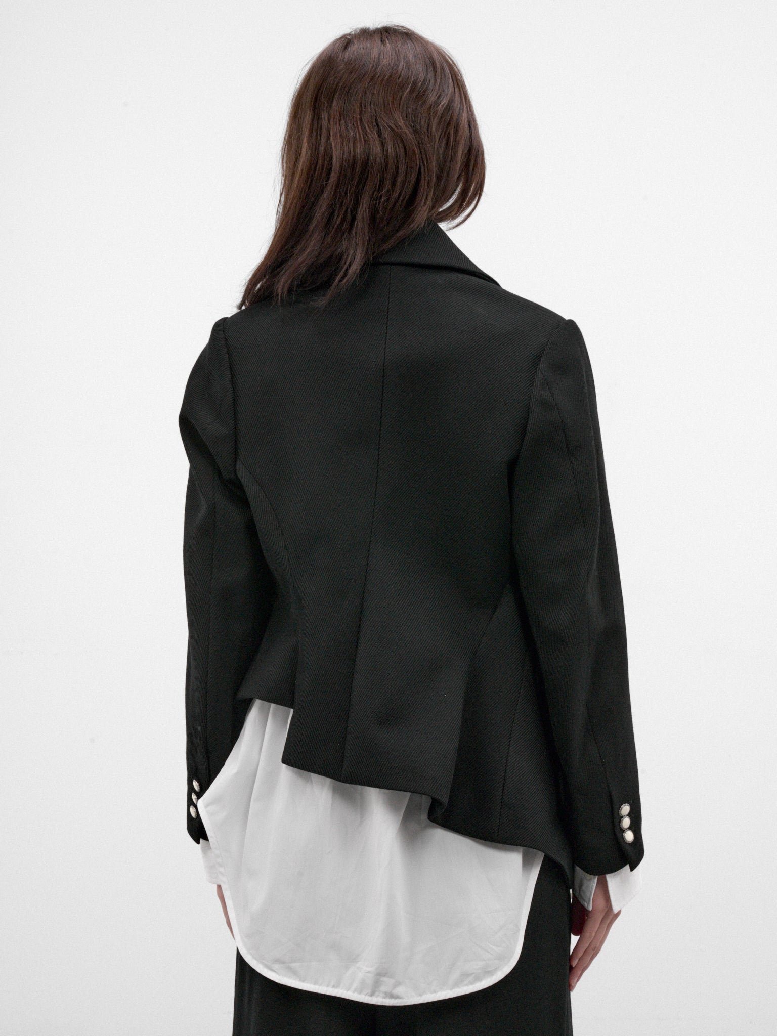Black Sculptural Asymmetric Jacket (GR-J016-W26-BLACK-BLACK)