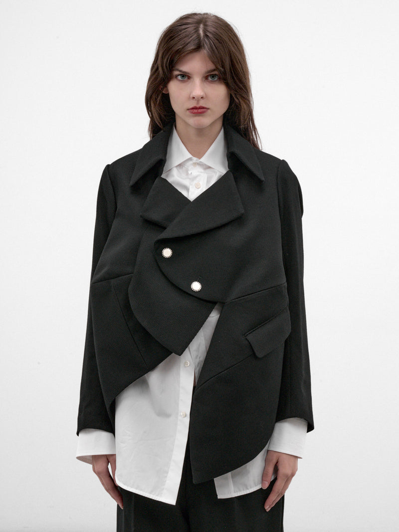 Black Sculptural Asymmetric Jacket (GR-J016-W26-BLACK-BLACK)