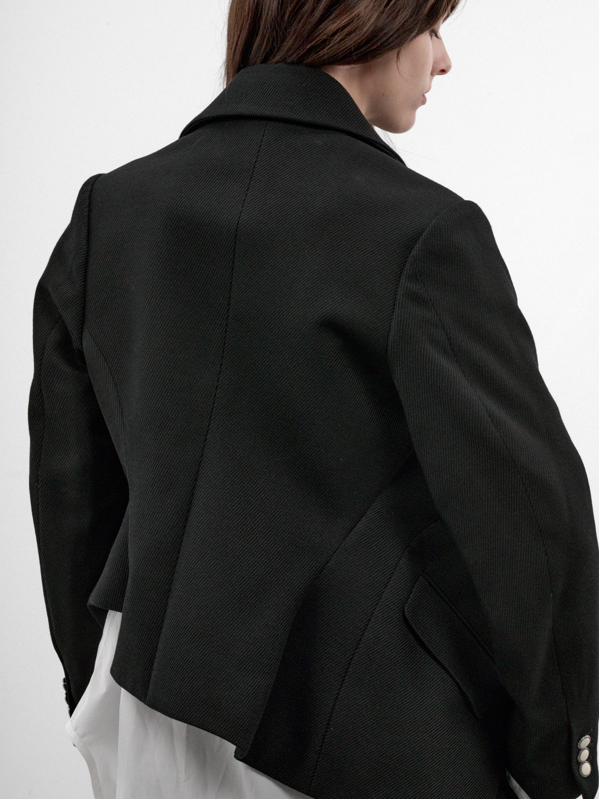 Black Sculptural Asymmetric Jacket (GR-J016-W26-BLACK-BLACK)