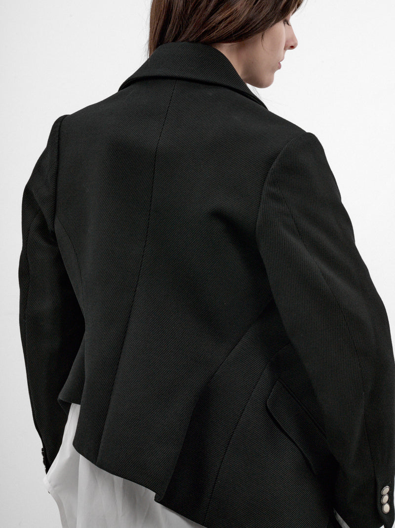 Black Sculptural Asymmetric Jacket (GR-J016-W26-BLACK-BLACK)