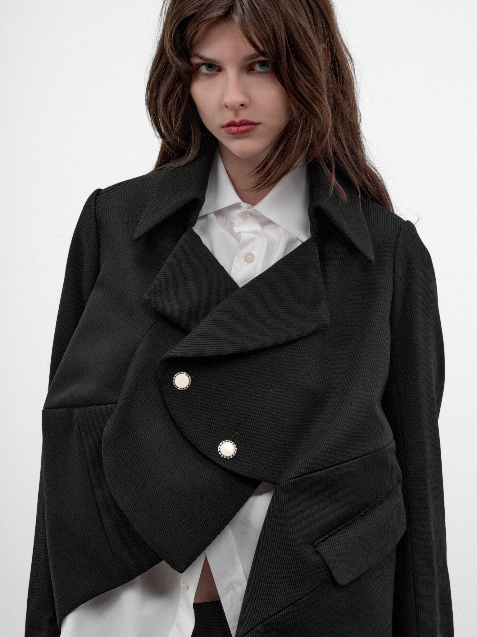 Black Sculptural Asymmetric Jacket (GR-J016-W26-BLACK-BLACK)