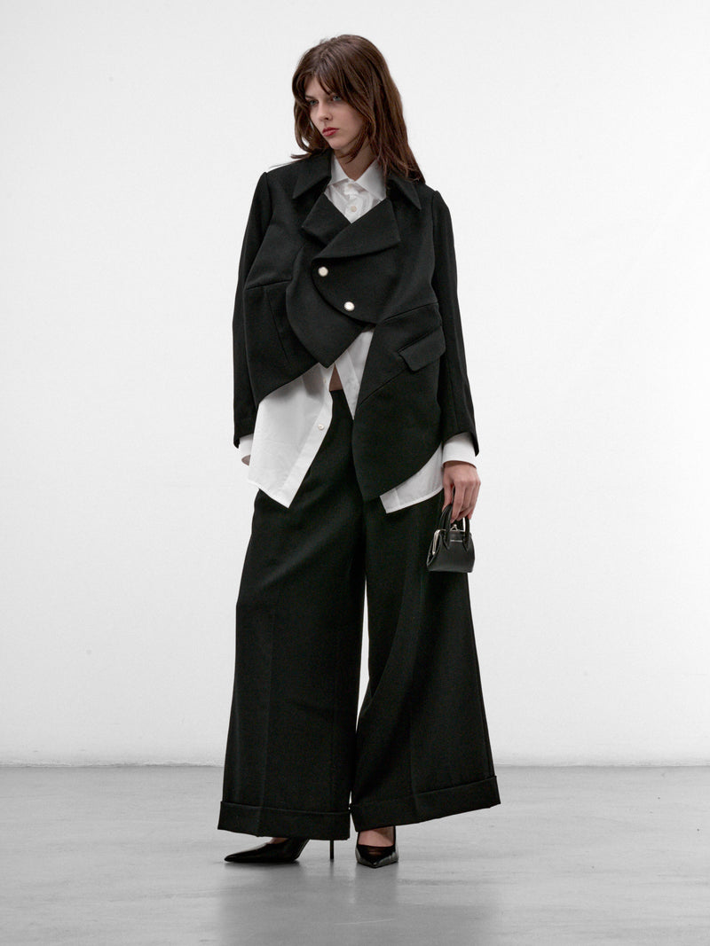 Black Sculptural Asymmetric Jacket (GR-J016-W26-BLACK-BLACK)