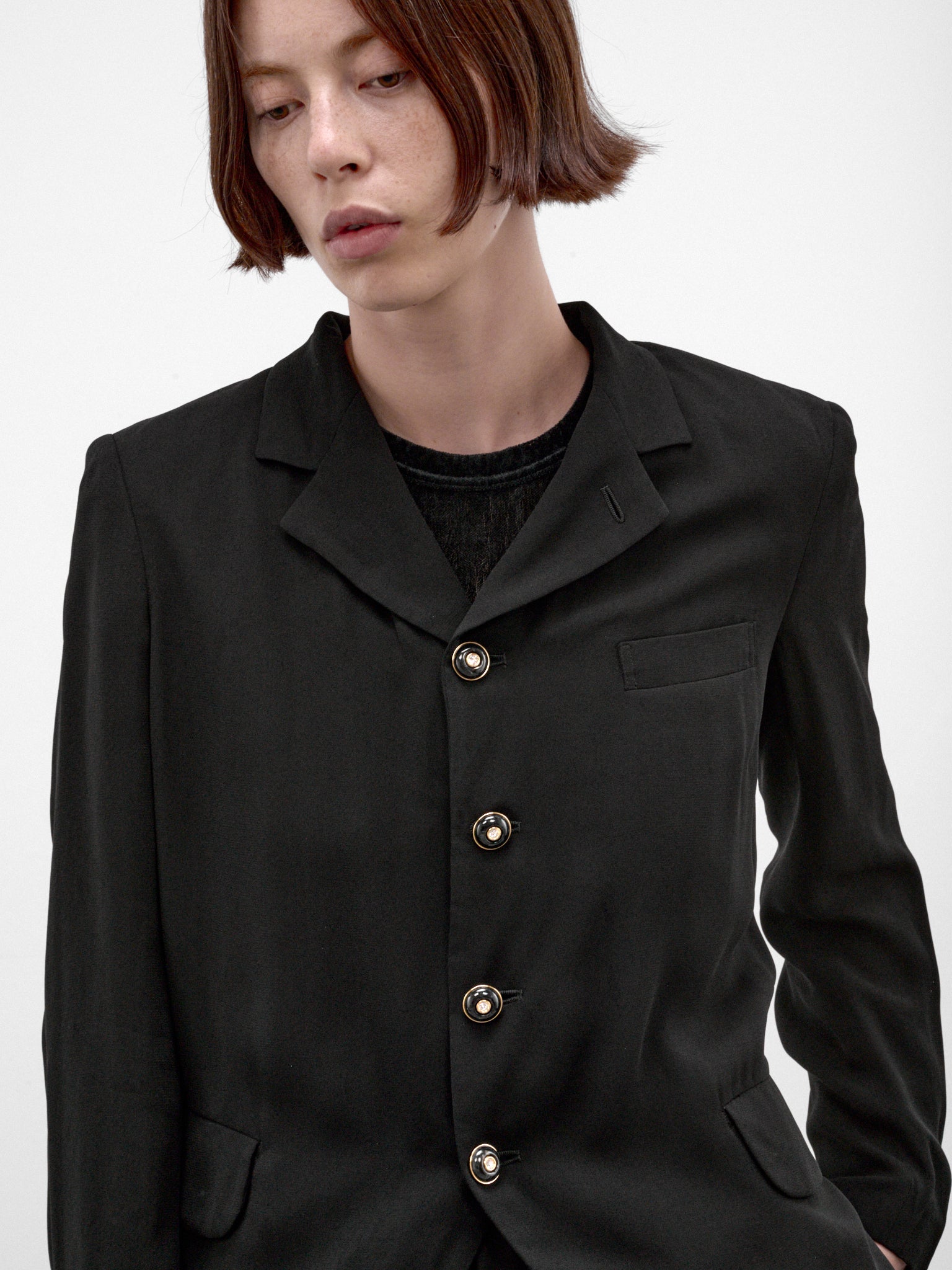 Black Rayon Tailored Blazer (GR-J036-W26-BLACK)