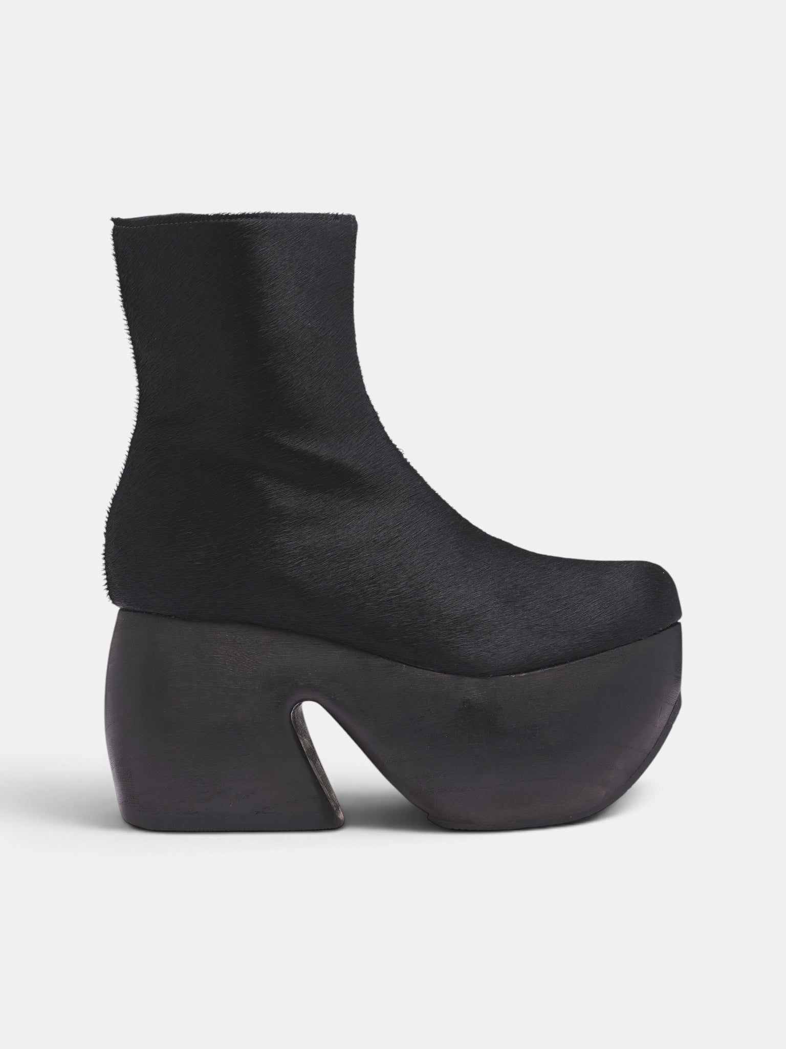 Short Hair Platform Ankle Boots (GR-K102-W26-BLACK)