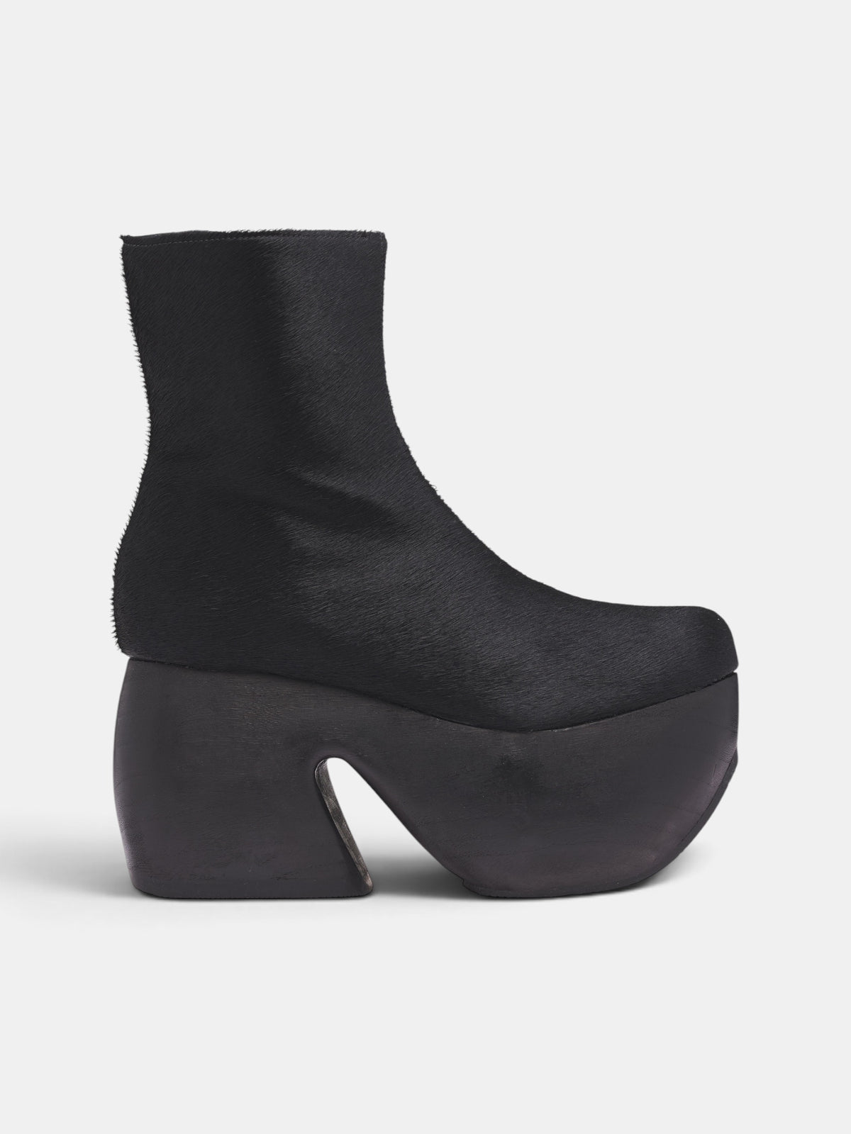 Short Hair Platform Ankle Boots (GR-K102-W26-BLACK)