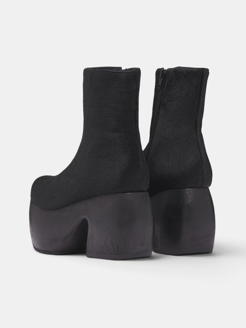 Short Hair Platform Ankle Boots (GR-K102-W26-BLACK)