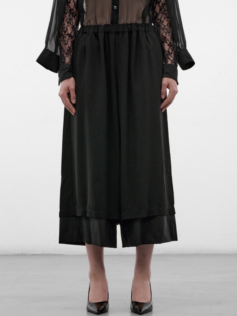 Wool Layered Skirt Wide Trousers (GR-P011-W26-BLACK)