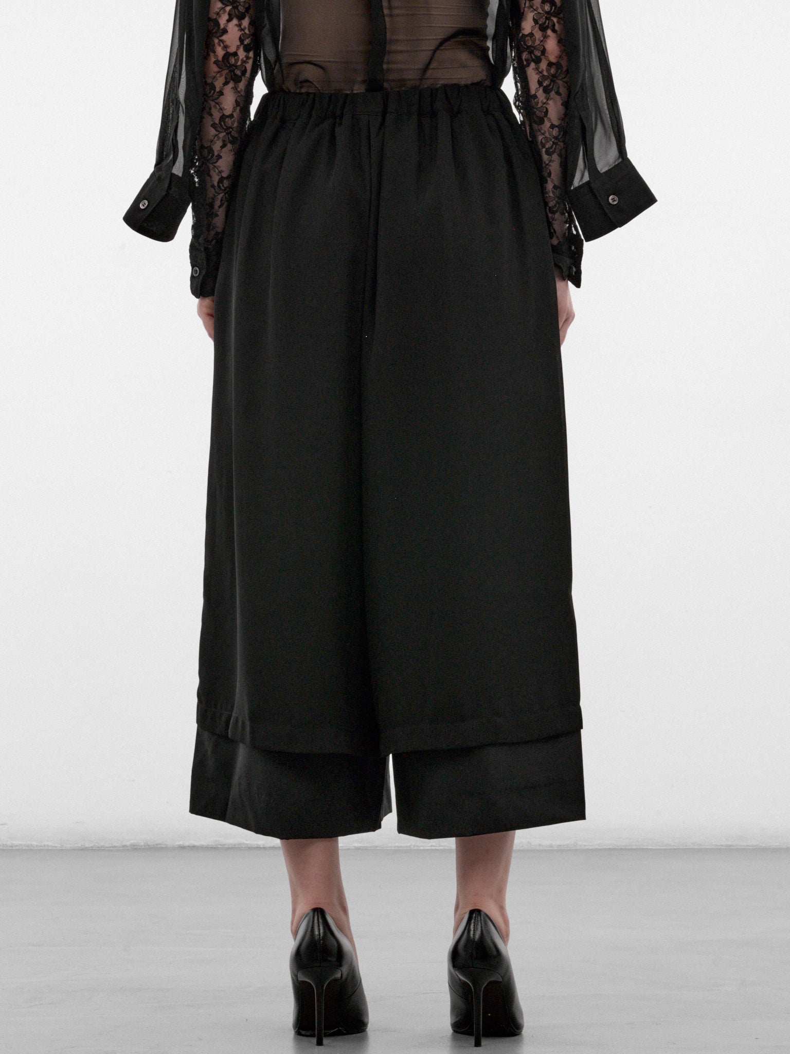 Wool Layered Skirt Wide Trousers (GR-P011-W26-BLACK)