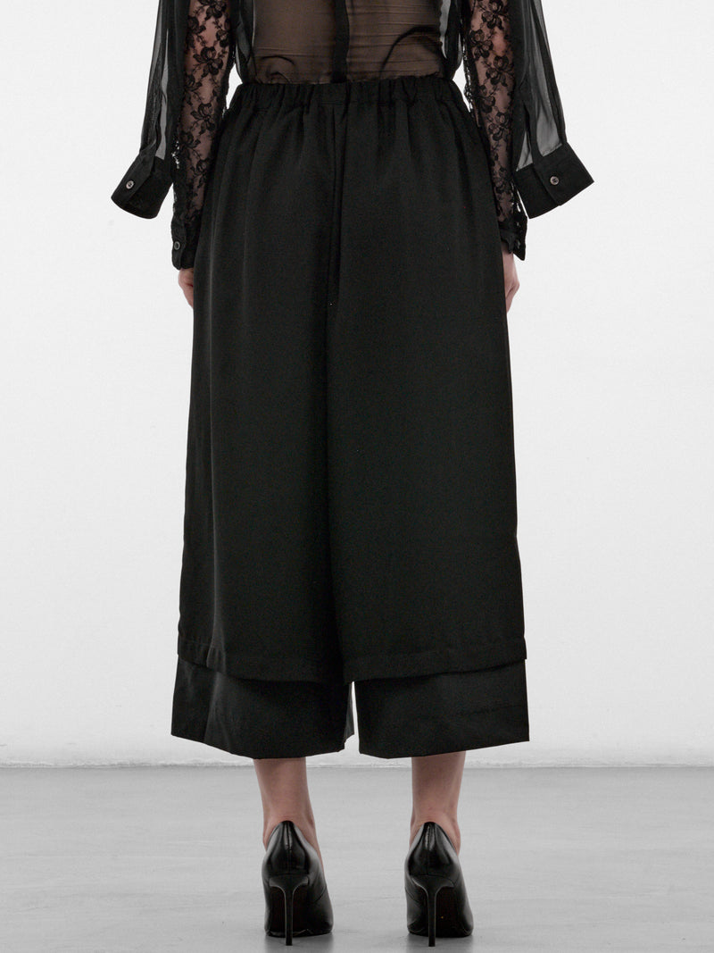 Wool Layered Skirt Wide Trousers (GR-P011-W26-BLACK)