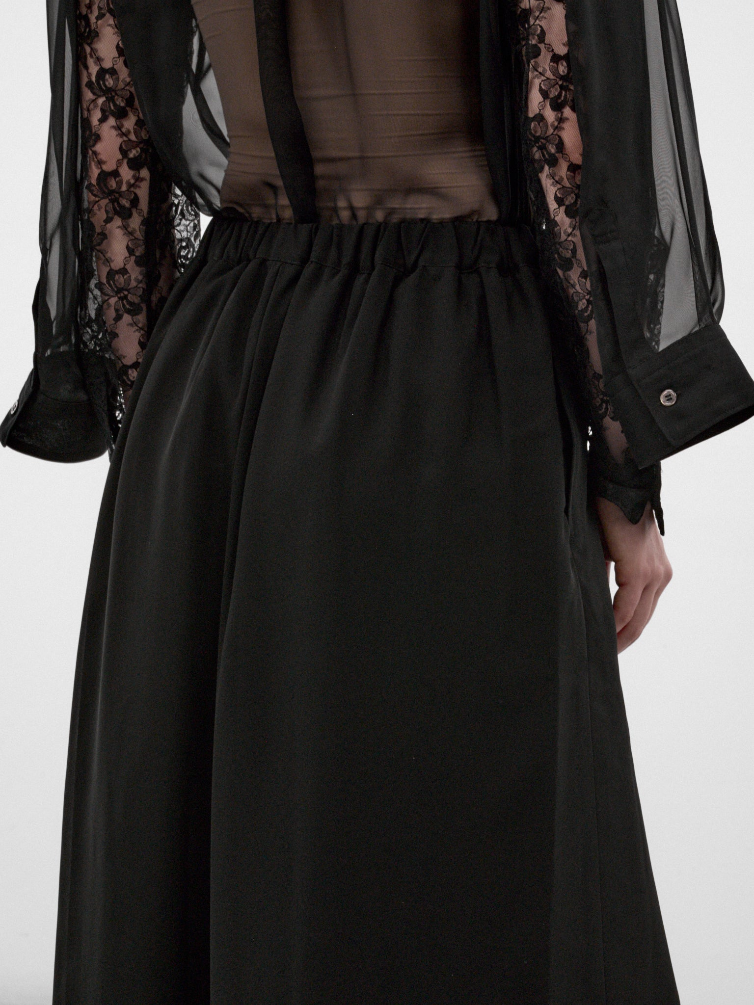 Wool Layered Skirt Wide Trousers (GR-P011-W26-BLACK)
