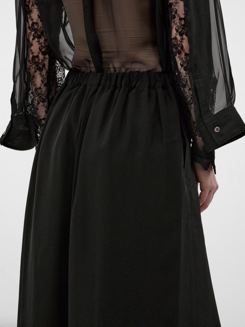 Wool Layered Skirt Wide Trousers (GR-P011-W26-BLACK)