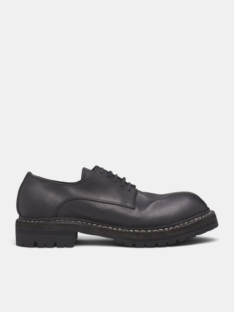Black Leather GR02V Derby Shoes (GR02V-CALF-FG-BLKT-BLACK)