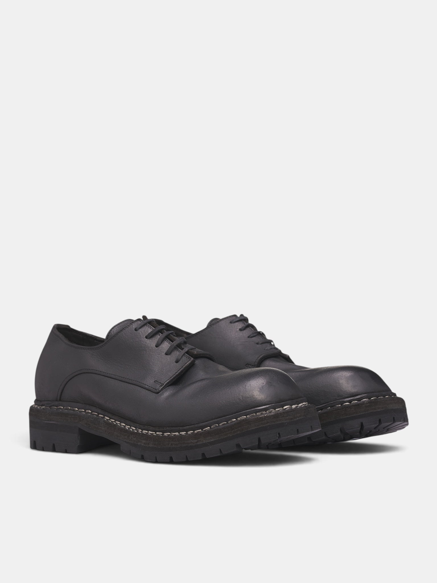 Black Leather GR02V Derby Shoes (GR02V-CALF-FG-BLKT-BLACK)