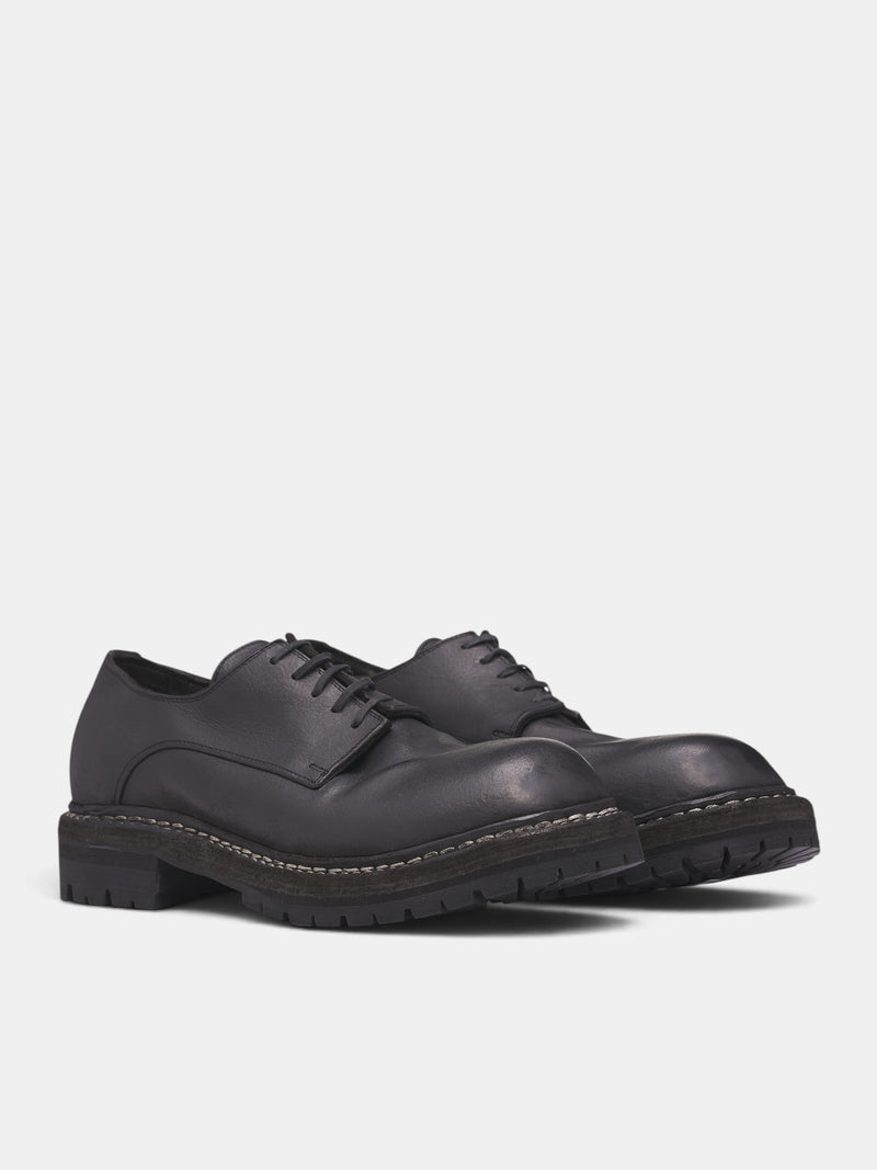 Black Leather GR02V Derby Shoes (GR02V-CALF-FG-BLKT-BLACK)
