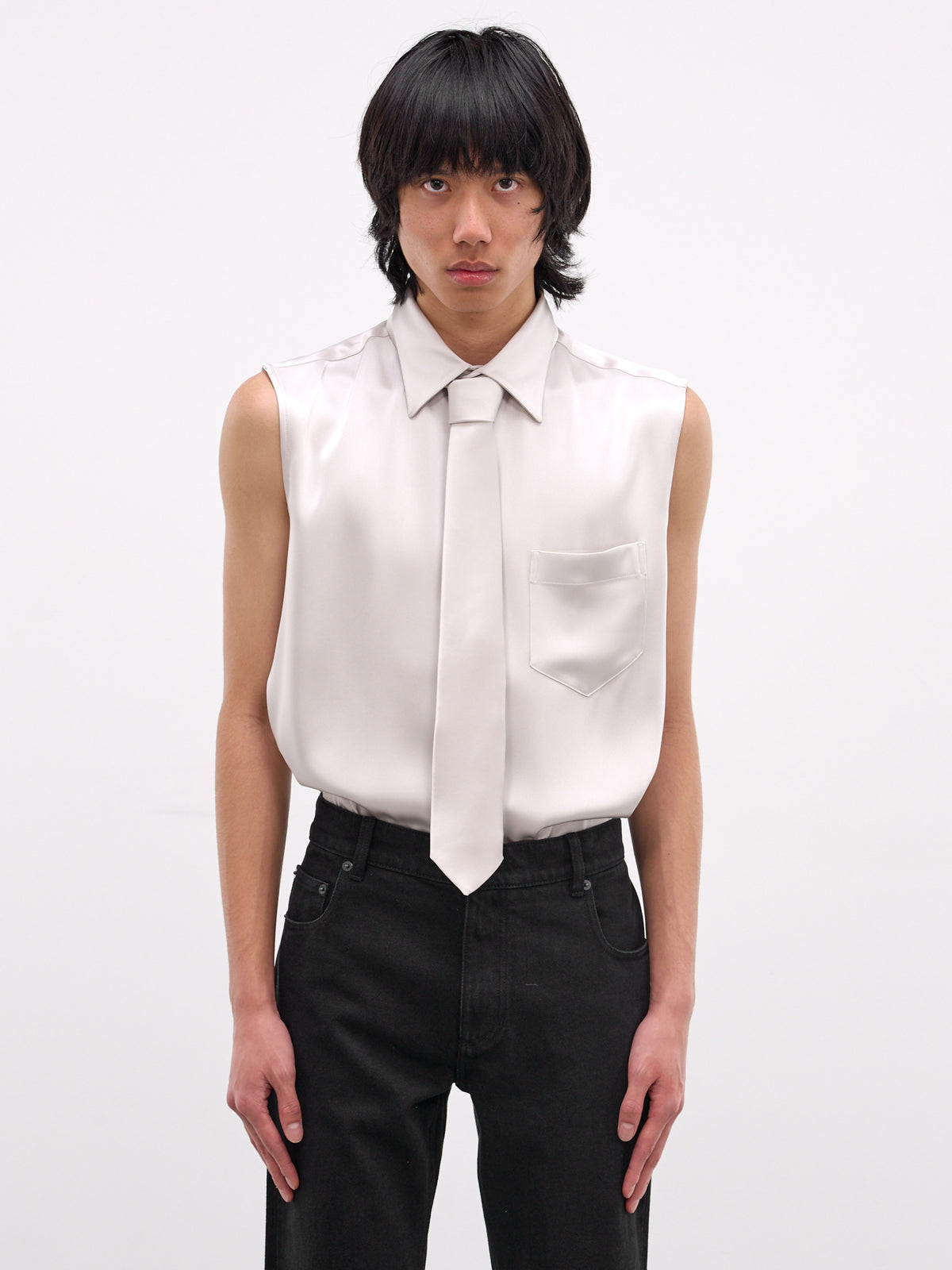 Light Gray Viscose Satin Necktie (GR10-LIGHT)