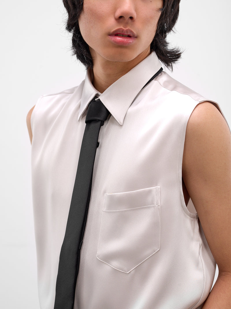 Black Poly Satin Skinny Necktie (GR10B-BLACK)