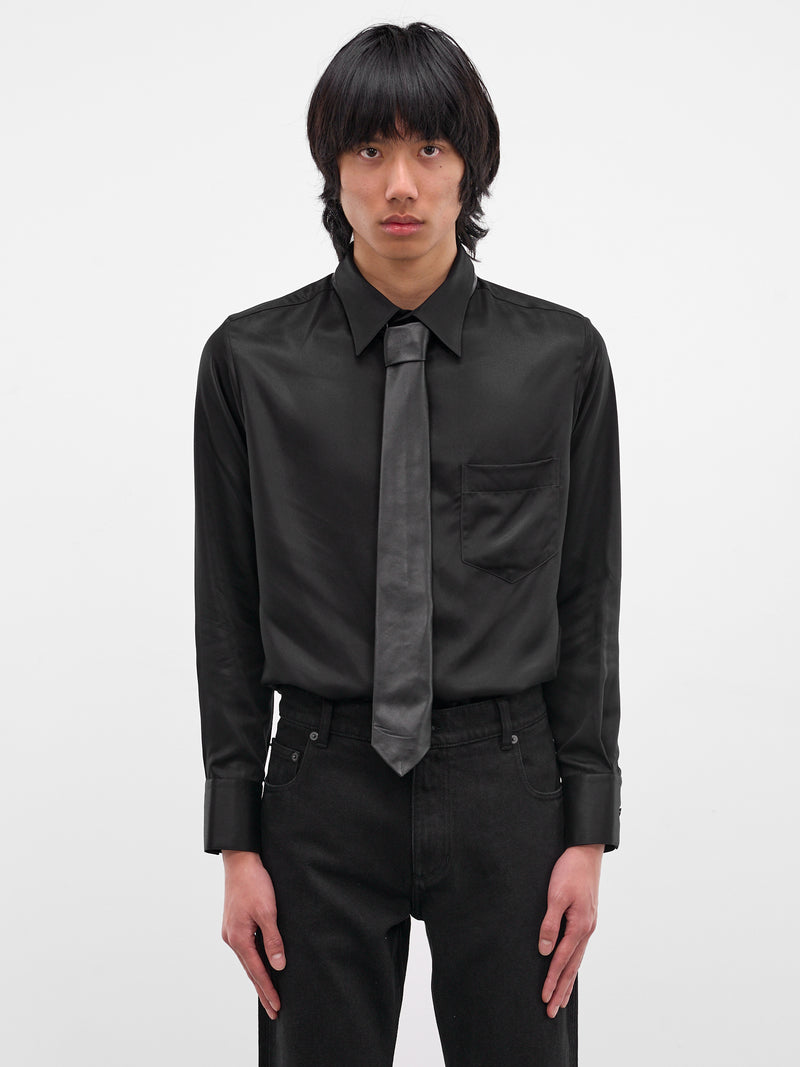 Black Lamb Leahter Classic Necktie (GR10L-BLACK)