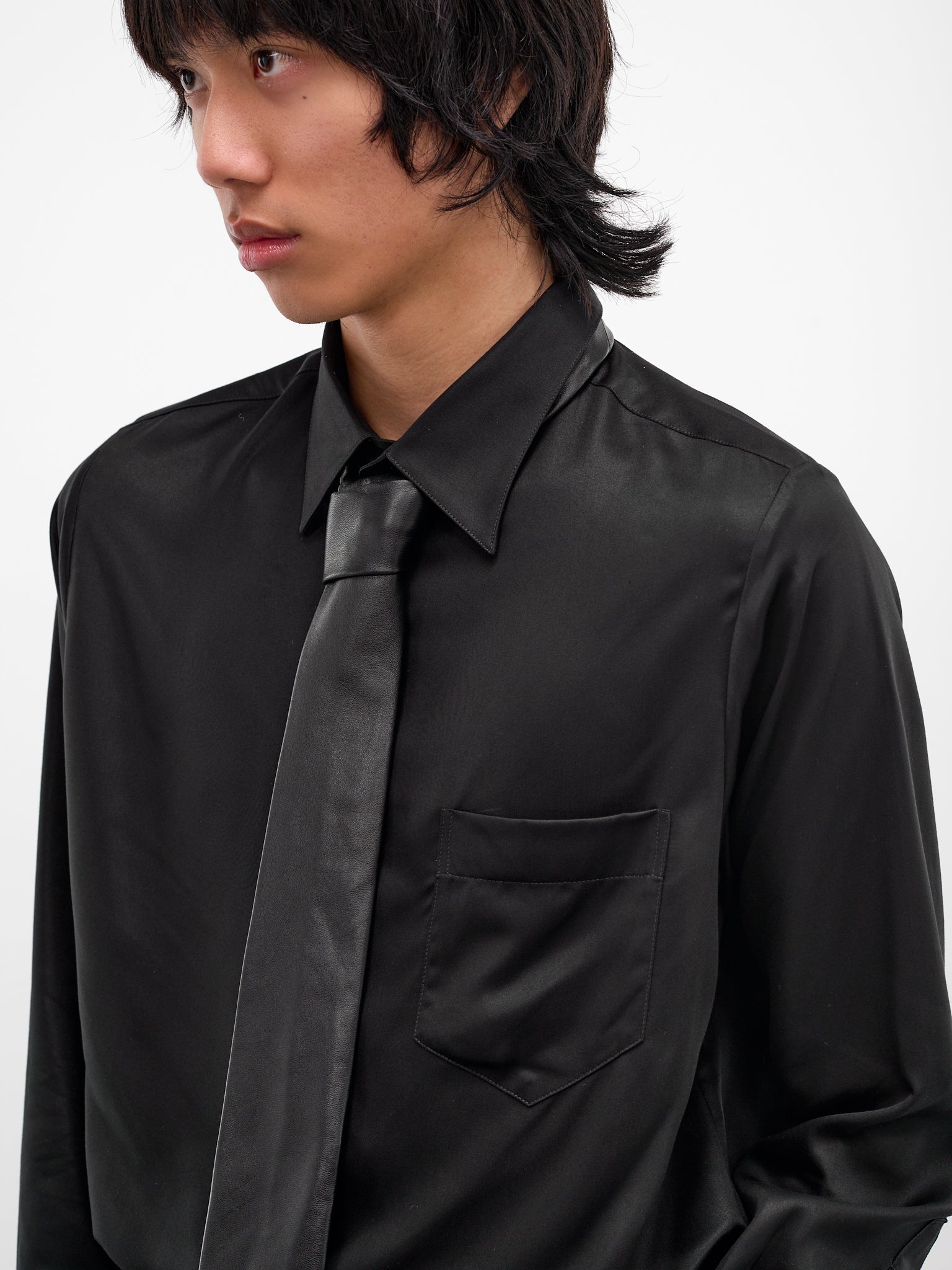 Black Lamb Leahter Classic Necktie (GR10L-BLACK)