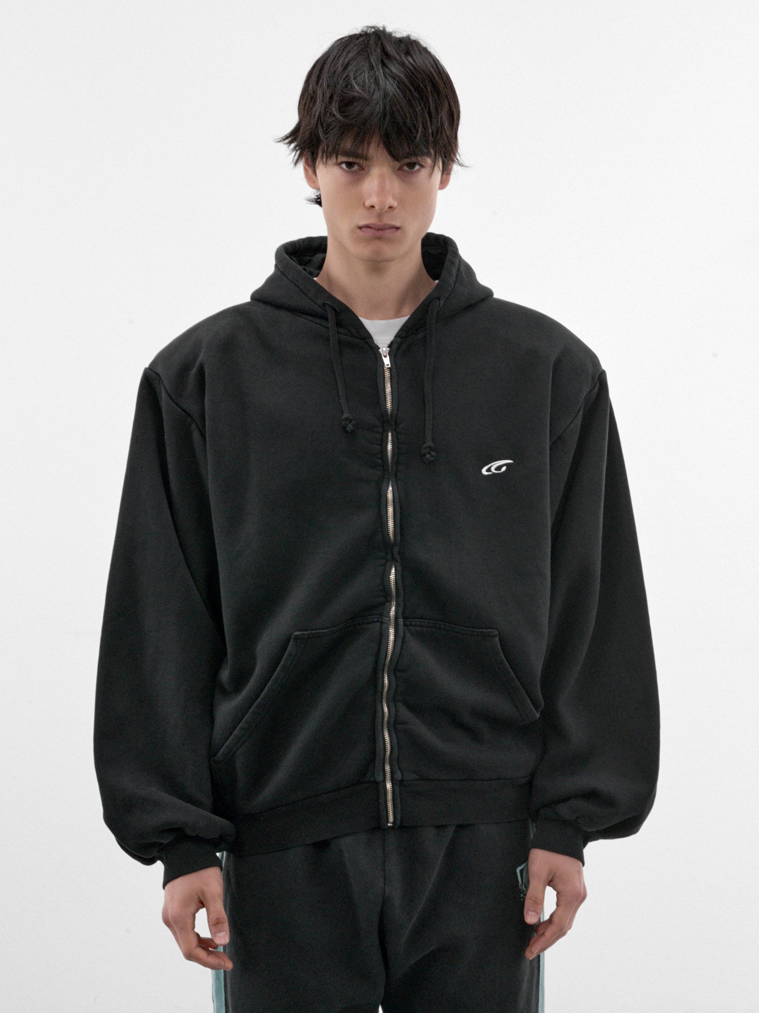 Black Cotton Zip Hoodie (GRC-04-001BK-BLACK)