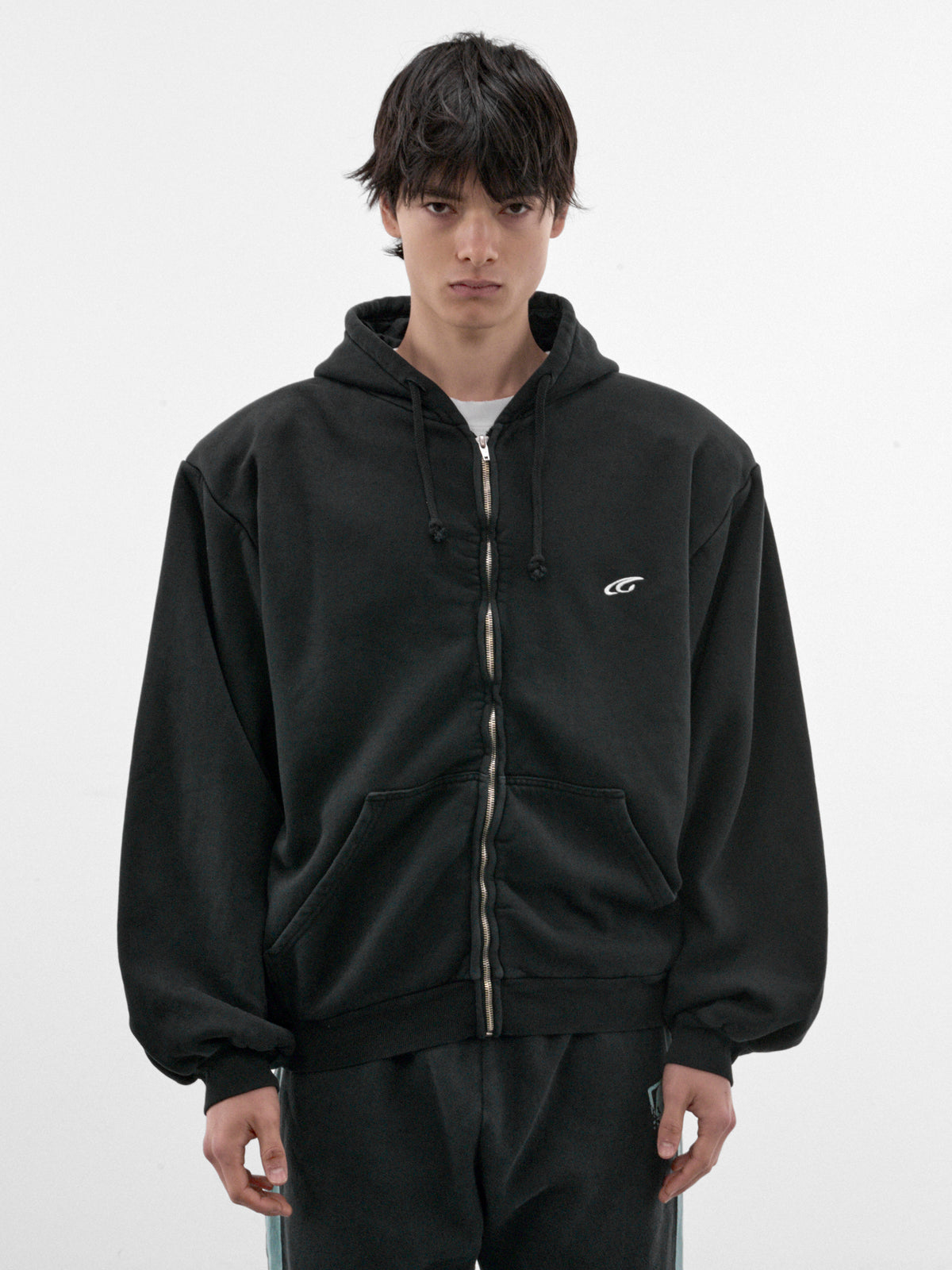 Black Cotton Zip Hoodie (GRC-04-001BK-BLACK)
